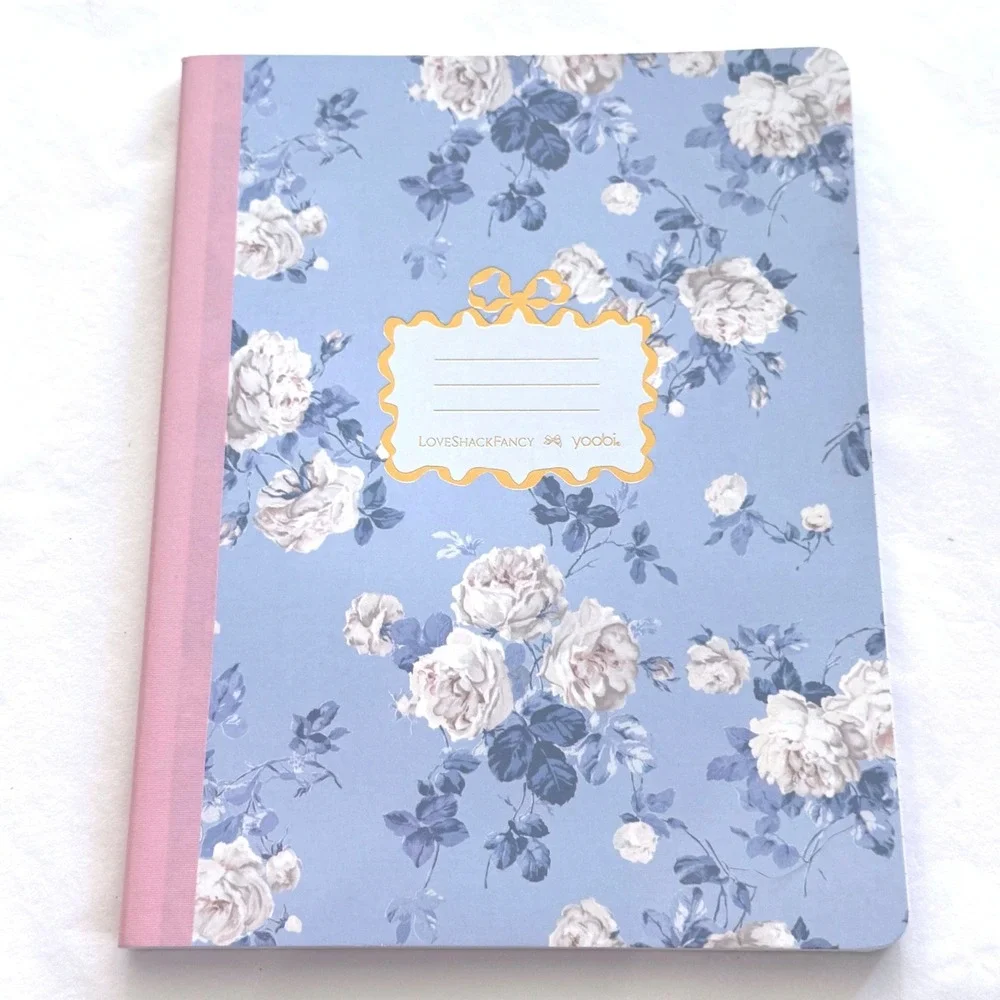 LoveShackFancy x Target Composition Book Notebook Floral Wide Ruled Blue Pink